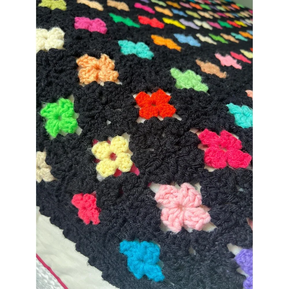 Vintage Mini Granny Square Afghan with Matching Pillow